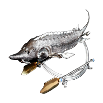 Brass caviar server "Sturgeon On Stand"