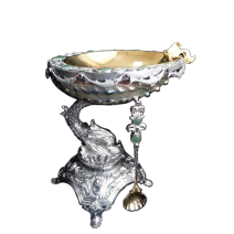 Silver caviar server "Galiotis with Goldfish" 