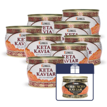 8 x 500g Keta-Lachskaviar + 1 x 500g Gorbuscha-Lachskaviar Premium
