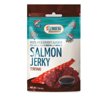 Stücke aus Rotlachs, in Teriyaki-Sauce, gesalzen, getrocknet, 42g